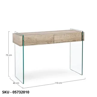 Consolle Kenya in MDF Effetto Legno e Fianchi in Vetro - Stile Moderno – Contemporaneo – Made in Italy
