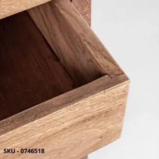Credenza Kant in Legno Sheesham, Finitura Naturale, Pomelli in Acciaio con Ante e Cassetti