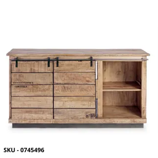 Credenza Tudor 2 Ante 3 Cassetti in Legno di Mango con Base in Acciaio – Design Moderno e Contemporaneo