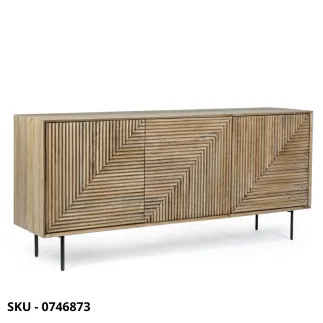 Credenza Darsey in Legno di Mango con Gambe in Acciaio e Mensola Interna con 2,3 o 4 ante