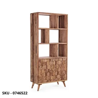 Libreria Kant in Legno Sheesham con Schienale in Compensato con 2 Ante – Stile Moderno – Contemporaneo