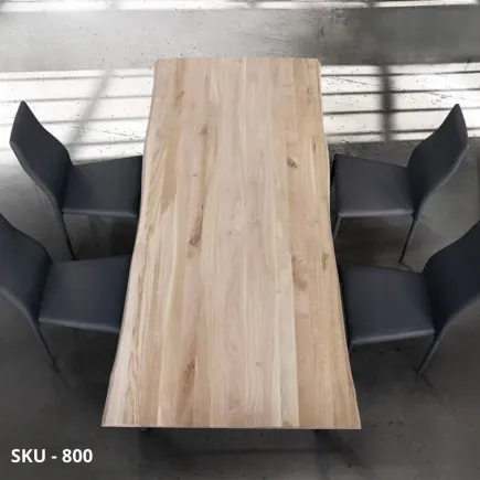 Tavolo fisso con piano in legno di rovere massello spessore 6 cm  estruttura in metallo – Stile Moderno