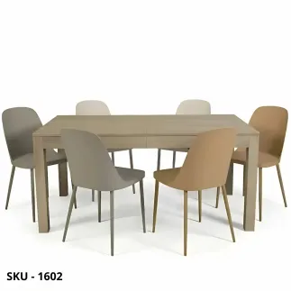 Tavolo allungabile in legno nobilitato, finitura frassino, 4 allunghe da 43 cm - Stile Moderno - Made in Italy