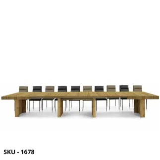 Tavolo allungabile, bianco consumato, rovere nodato, finitura beton, 5 o 6 allunghe da 50 cm – Stile Moderno