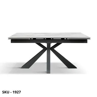 Tavolo da Pranzo Allungabile in Ceramica effetto marmo e metallo – Stile Moderno – Made in Italy – 160/240×90 – H 76 cm