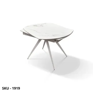 Tavolo Allungabile in Ceramica Effetto Marmo Statuario e Gambe in Metallo – Stile Moderno – Made in Italy