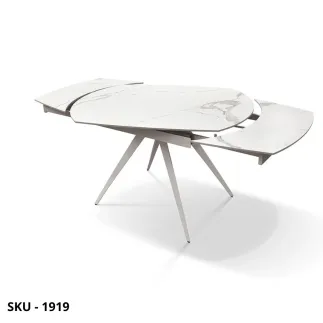 Tavolo Allungabile in Ceramica Effetto Marmo Statuario e Gambe in Metallo – Stile Moderno – Made in Italy