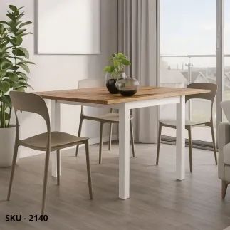 Tavolo Allungabile in Nobilitato Finitura Rovere Rustico e Gambe Bianche o Nere – Stile Moderno - Contemporaneo – Made in Italy