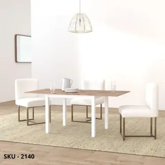 Tavolo Allungabile in Nobilitato Finitura Rovere Rustico e Gambe Bianche o Nere – Stile Moderno - Contemporaneo – Made in Italy
