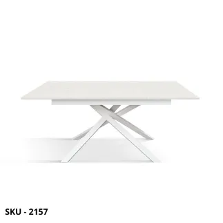 Tavolo Allungabile in Nobilitato con Gambe incrociate in Metallo Bianche o Nere – Stile Moderno - 160/210×90 cm