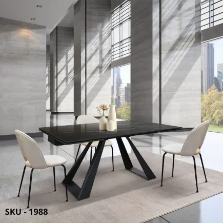 marca-design-shop-stile-moderno-stile-contemporaneo-Tavolo Allungabile con Piano in Ceramica e Gambe in Metallo Nere