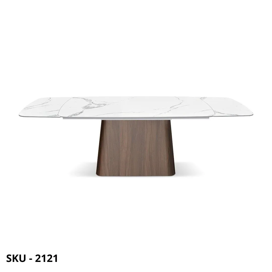 marca-design-shop-stile-moderno-stile-contemporaneo-Tavolo Allungabile con Piano in Ceramica e Base in Metallo Rivestito