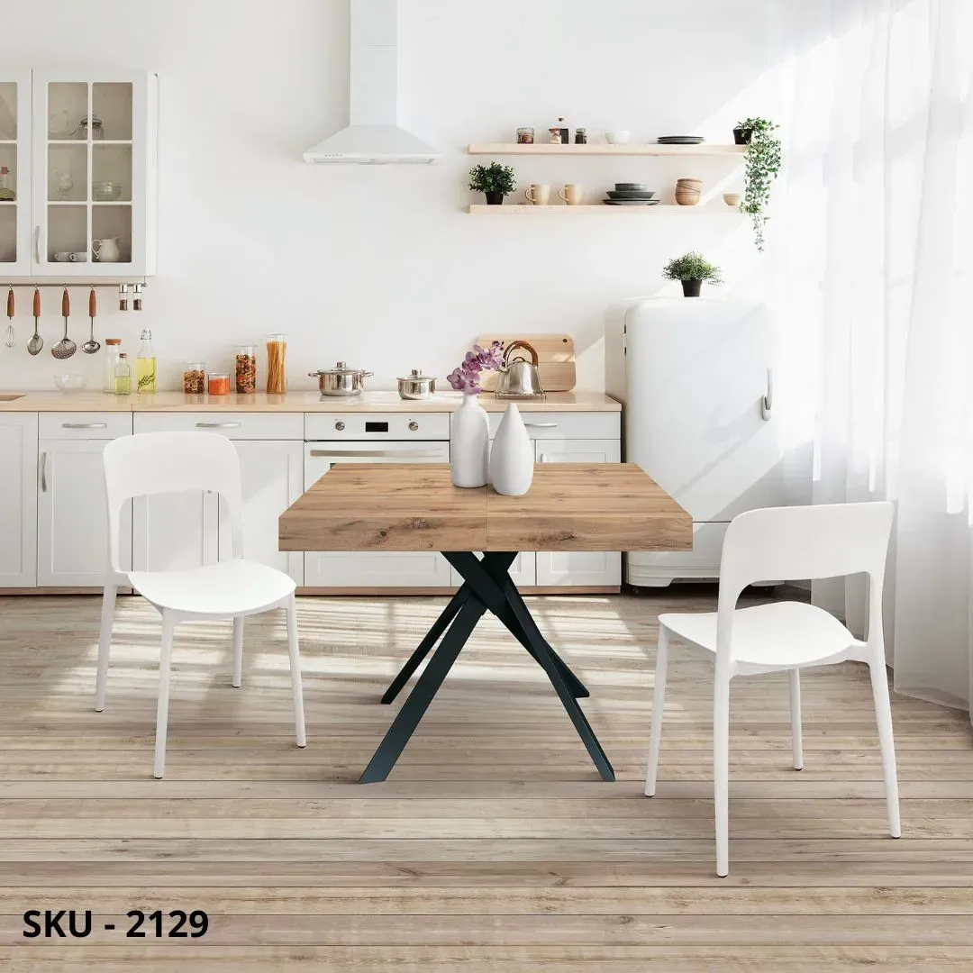 marca-design-shop-stile-moderno-stile-contemporaneo-Tavolo Allungabile con Piano in Nobilitato e Base in Metallo