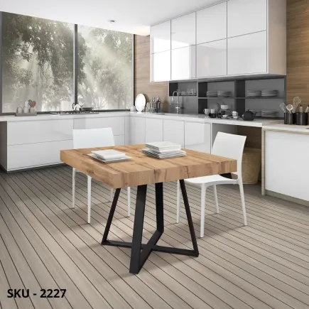 marca-design-shop-stile-moderno-stile-contemporaneo-Tavolo Allungabile con Piano nobilitato e Base in Metallo Nera