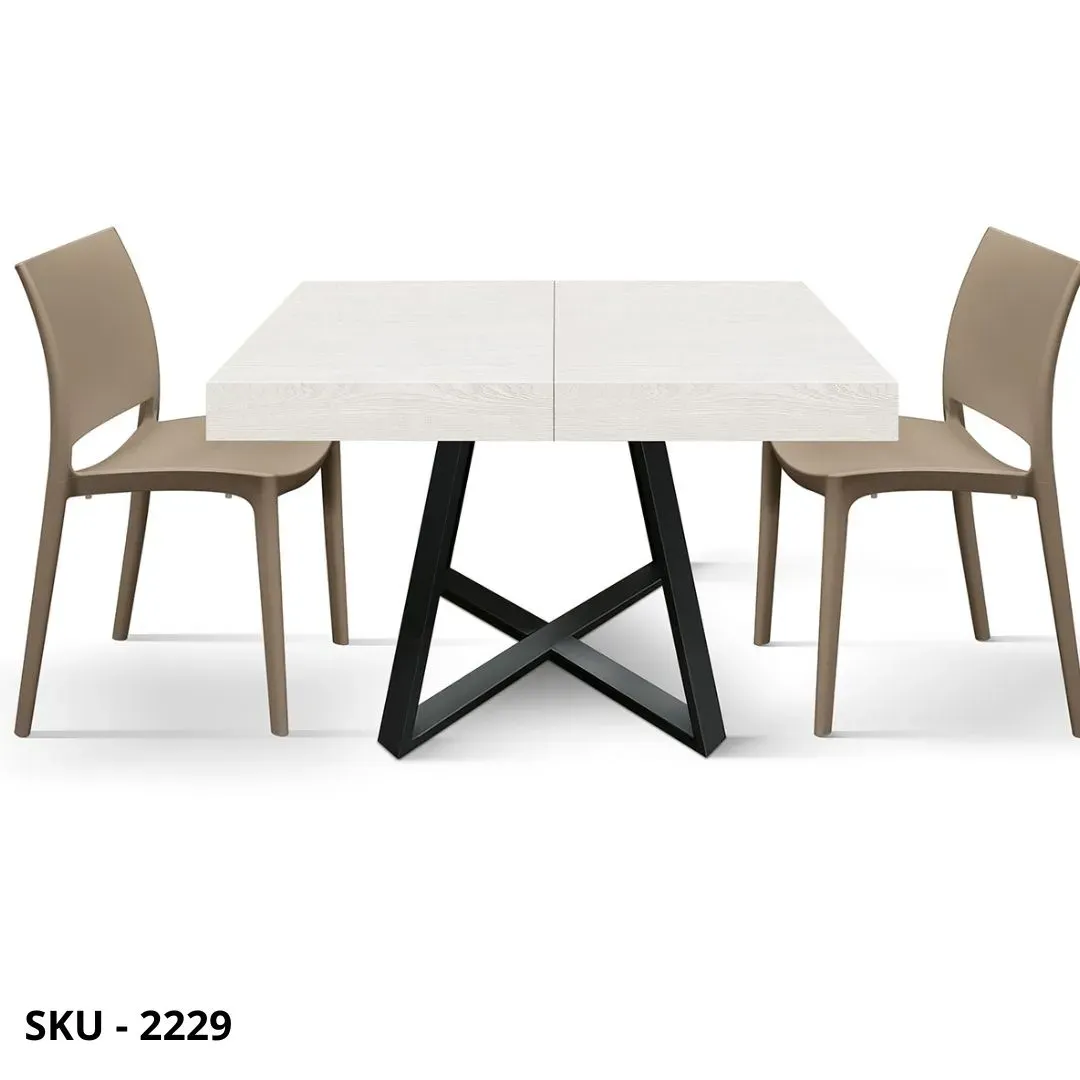 marca-design-shop-stile-moderno-stile-contemporaneo-Tavolo Allungabile con Piano nobilitato e Base in Metallo Nera