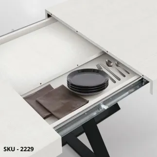 Tavolo Allungabile con Piano nobilitato e Base in Metallo Nera – Stile Moderno – Made in Italy