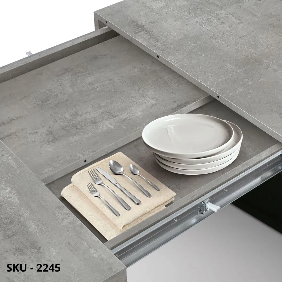 marca-design-shop-stile-moderno-stile-contemporaneo-Tavolo Allungabile con Piano in Nobilitato e Base Nera