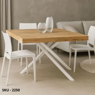 Tavolo Allungabile con Piano in Nobilitato e Gambe incrociate in Metallo – Stile Moderno – Made in Italy - 140x90x74