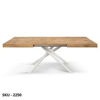 Tavolo Allungabile con Piano in Nobilitato e Gambe incrociate in Metallo – Stile Moderno – Made in Italy - 140x90x74