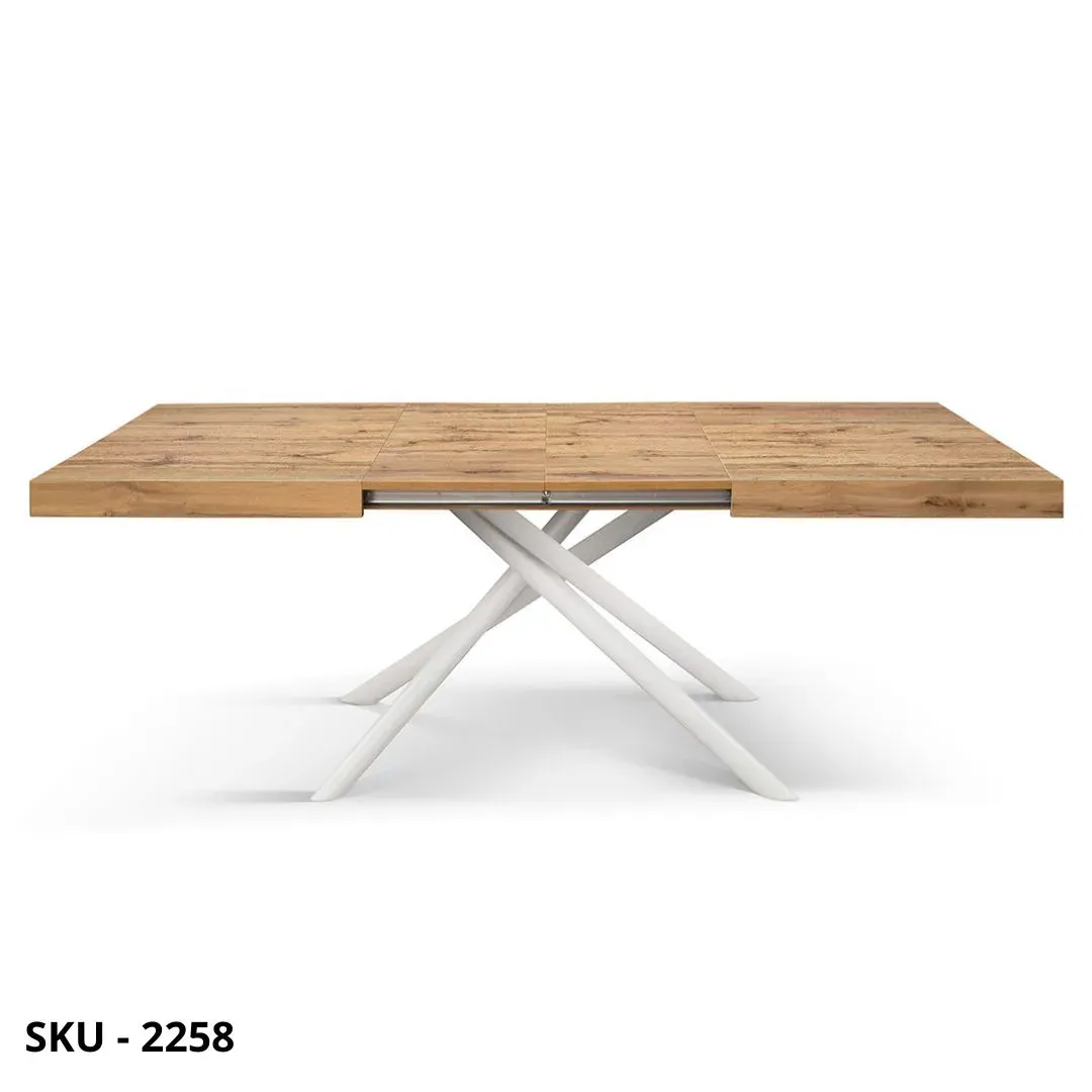 marca-design-shop-stile-moderno-stile-contemporaneo-Tavolo Allungabile con Piano in Nobilitato e Gambe incrociate in Metallo