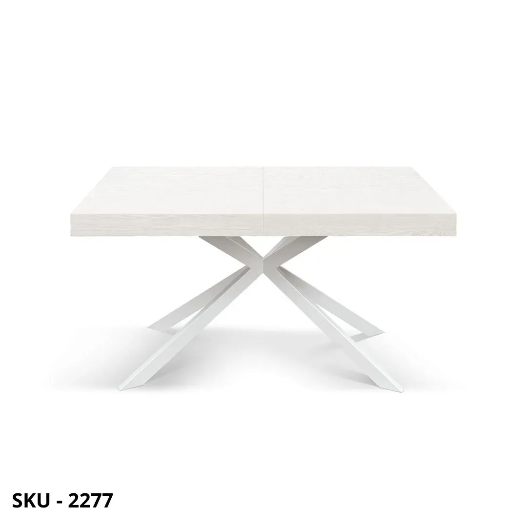 marca-design-shop-stile-moderno-stile-contemporaneo-Tavolo Allungabile con Piano in Nobilitato e Gambe a stella in Metallo