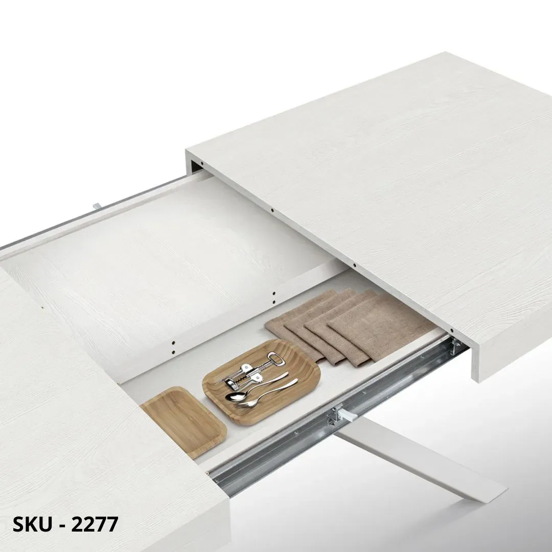 marca-design-shop-stile-moderno-stile-contemporaneo-Tavolo Allungabile con Piano in Nobilitato e Gambe a stella in Metallo
