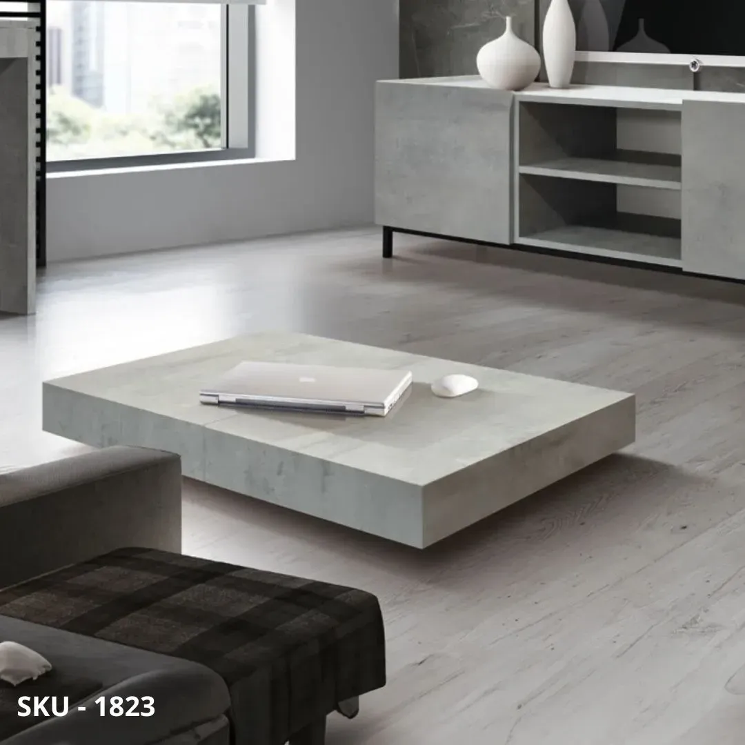 marca-design-shop-stile-moderno-stile-contemporaneo-Tavolino Trasformabile e Allungabile con Piano nobilitato e Base nera