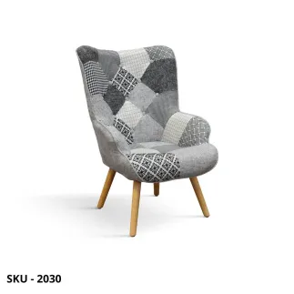 Poltrona imbottita in Tessuto con Struttura in Metallo e Gambe in Legno – Stile Moderno – Contemporaneo – Made in Italy