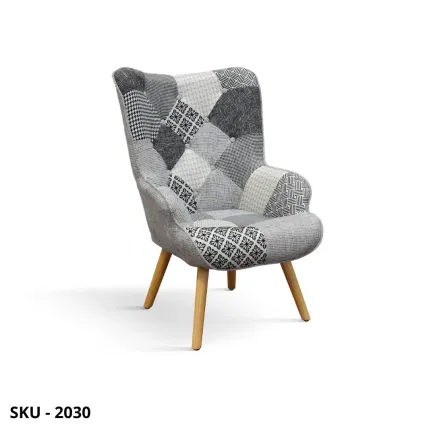 Poltrona imbottita in Tessuto con Struttura in Metallo e Gambe in Legno – Stile Moderno – Contemporaneo – Made in Italy