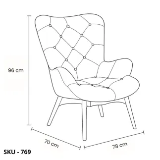 Poltrona Patchwork in Tessuto Multicolore, con Gambe in Legno – Stile Moderno - Contemporaneo – 70×78×96h cm