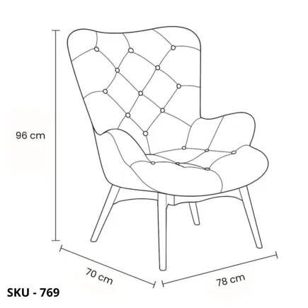 Poltrona Patchwork in Tessuto Multicolore, con Gambe in Legno – Stile Moderno - Contemporaneo – 70×78×96h cm