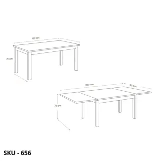Tavolo allungabile in legno nobilitato, rovere consumato, 2 allunghe da 50 cm - Made in Italy