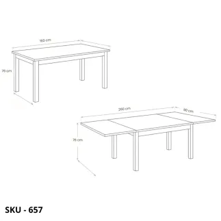 Tavolo allungabile, in legno nobilitato, bianco frassinato materico, con 1 allunga da 60 cm - Stile Moderno