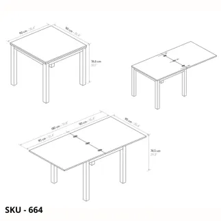 Tavolo allungabile da pranzo, rovere tortora con 2 allunghe da 45 cm – Stile Moderno – Contemporaneo – Made in Italy