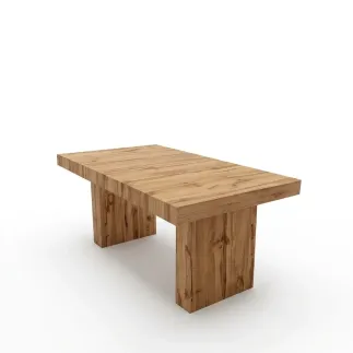 Tavolo allungabile, bianco consumato, rovere nodato, finitura beton, 5 o 6 allunghe da 50 cm – Stile Moderno