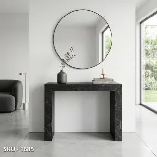 marca-design-shop-stile-moderno-stile-contemporaneo-Consolle allungabile in Nobilitato, Nera con Finitura Marmo, con 5 Allunghe