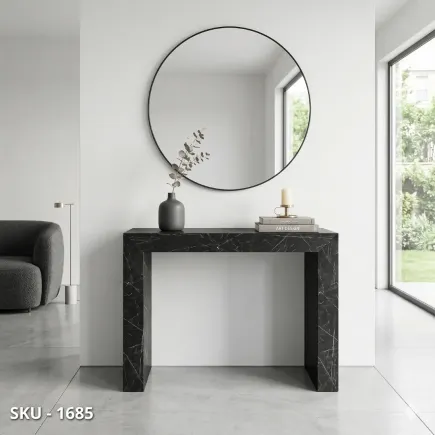marca-design-shop-stile-moderno-stile-contemporaneo-Consolle allungabile in Nobilitato, Nera con Finitura Marmo, con 5 Allunghe