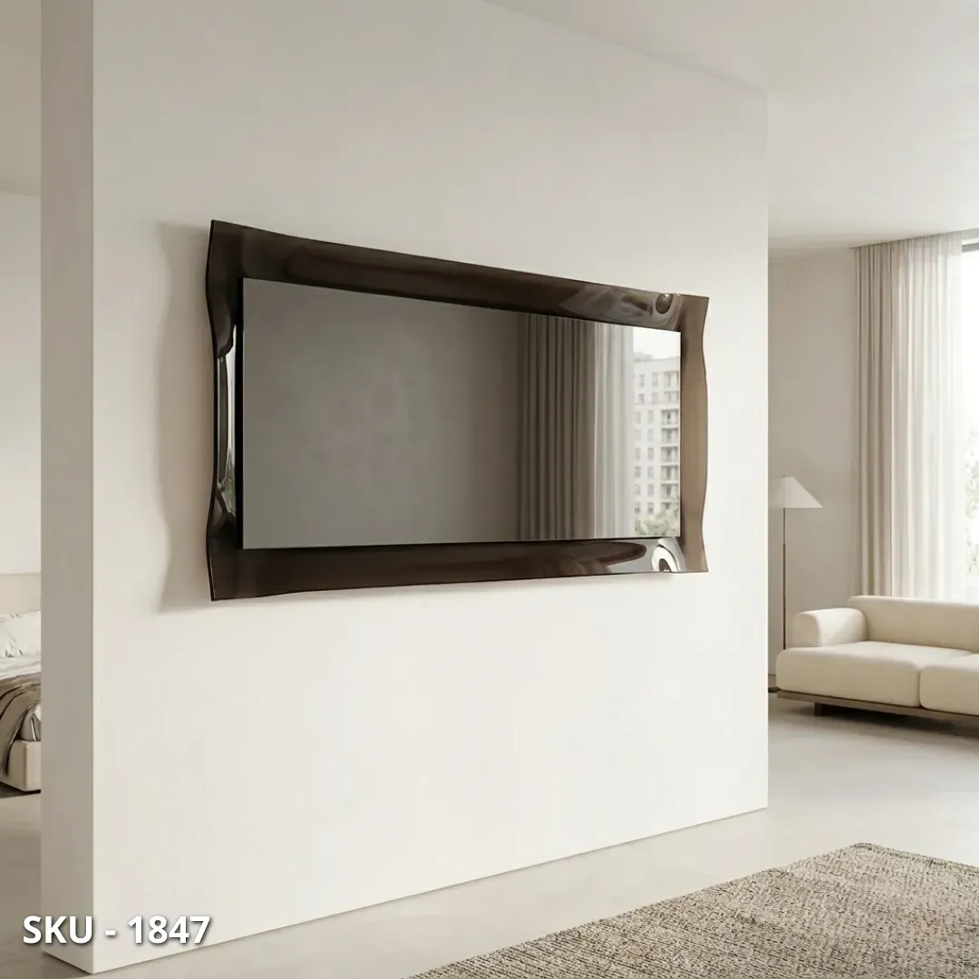 marca-design-shop-stile-moderno-stile-contemporaneo-Specchio da Parete Rettangolare con Cornice in Vetro Bronzo Fumé