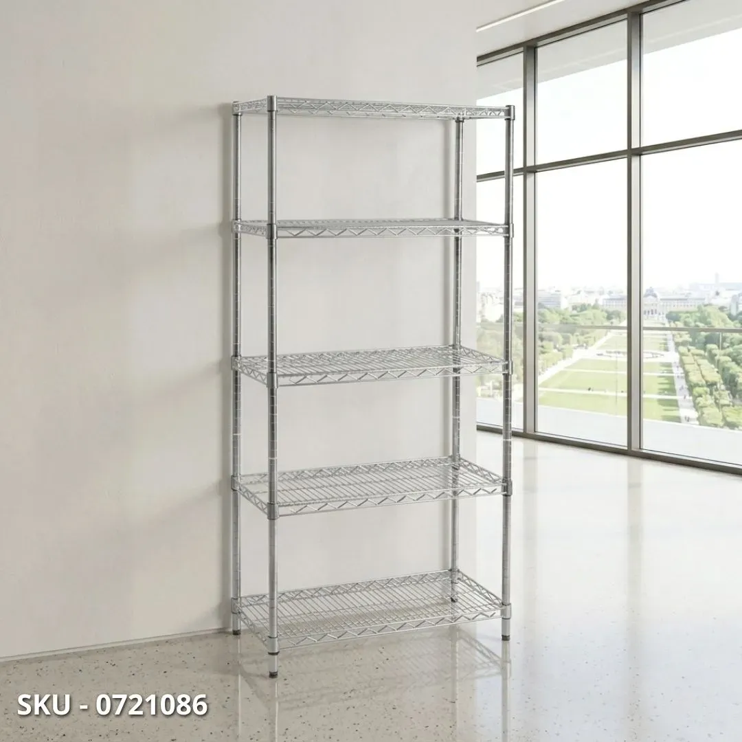 marca-design-shop-stile-moderno-stile-contemporaneo-Libreria Lux in Acciaio Cromato con 5 Ripiani