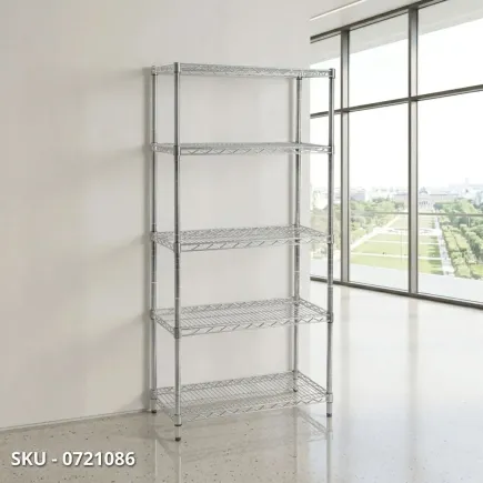 marca-design-shop-stile-moderno-stile-contemporaneo-Libreria Lux in Acciaio Cromato con 5 Ripiani