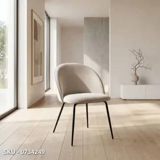 marca-design-shop-stile-moderno-stile-contemporaneo-Sedia TANYA Imbottita in Tessuto con Schienale Curvo e Gambe in Metallo Nero