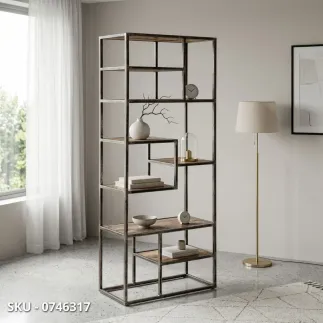 marca-design-shop-stile-moderno-stile-contemporaneo- Libreria Elmer con Struttura in Acciaio Verniciato e Ripiani