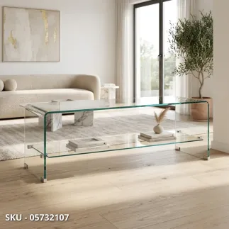 marca-design-shop-stile-moderno-stile-contemporaneo- Tavolino Iride a 2 Piani in Vetro Non Temperato e Mensola in Vetro