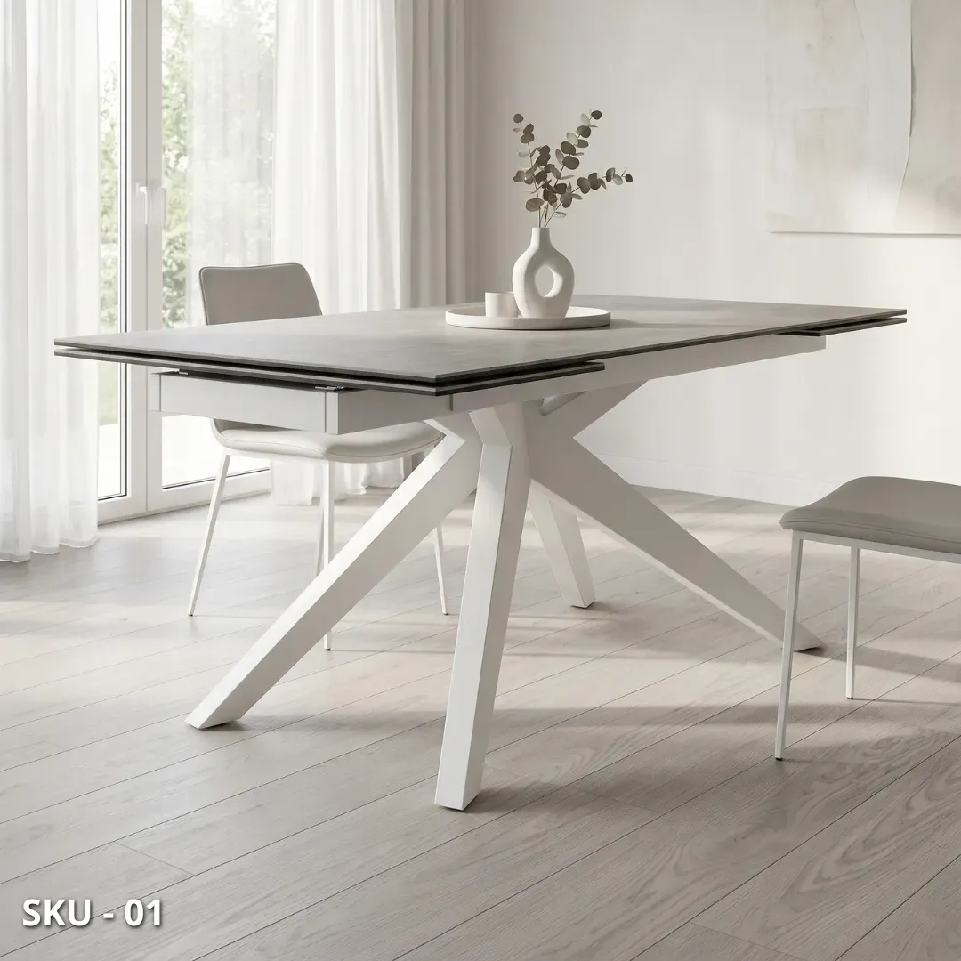 marca-design-shop-stile-moderno-stile-contemporaneo-Tavolo allungabile con piano in Vetro Finitura Ceramica