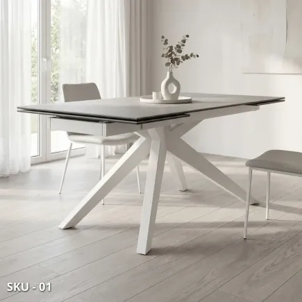 marca-design-shop-stile-moderno-stile-contemporaneo-Tavolo allungabile con piano in Vetro Finitura Ceramica
