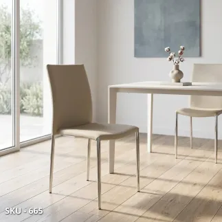 marca-design-shop-stile-moderno-stile-contemporaneo- Set da 4 Sedie in Ecopelle con Struttura in Metallo Cromato