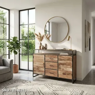 marca-design-shop-stile-moderno-stile-contemporaneo-Credenza Elmer in Legno d'Acacia con Struttura in Acciaio Verniciato