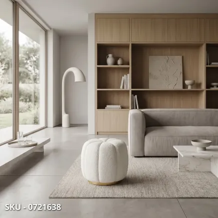 marca-design-shop-stile-moderno-stile-contemporaneo-Pouf Rotondo Karolina con Rivestimento Effetto Lana