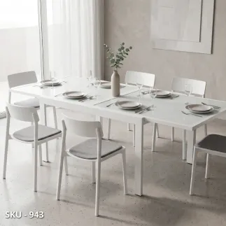 Tavolo Allungabile con Piano in Vetro e Base in Metallo – Bianco o Grigio – Stile Moderno – Contemporaneo – Made in Italy