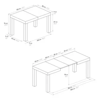 Tavolo Allungabile in Nobilitato varie Finiture – Stile Moderno - Contemporaneo – Made in Italy – 120×80 cm, 200×80 cm – H 76 cm